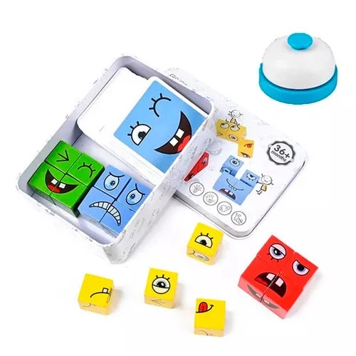 Cubo mágico juego de expresiones y carta
