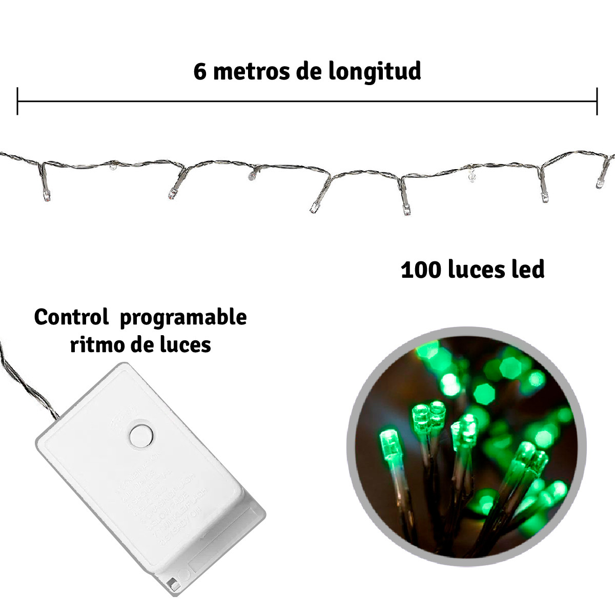 Extension LED Lineal 6m 100 Luces 1424