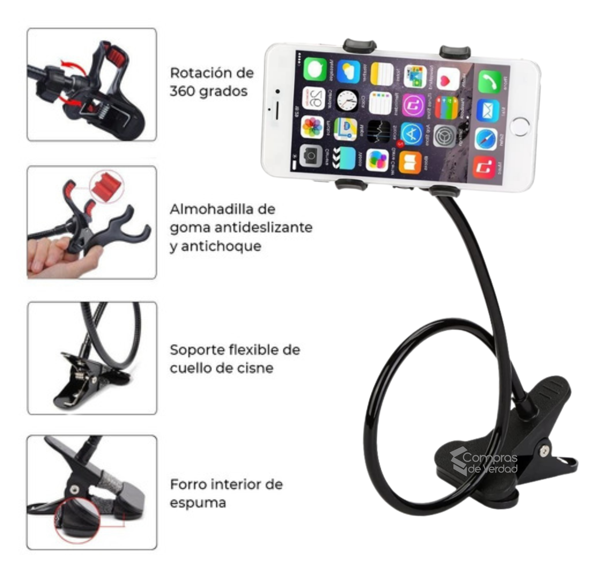 Soporte Holder Celular Flexible Pinza 60
