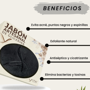 JABÓN DE GLICERINA NATURAL CARBÓN ACTIVO