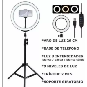 ARO DE LUZ 26 CM + TRIPODE+SOPORTE