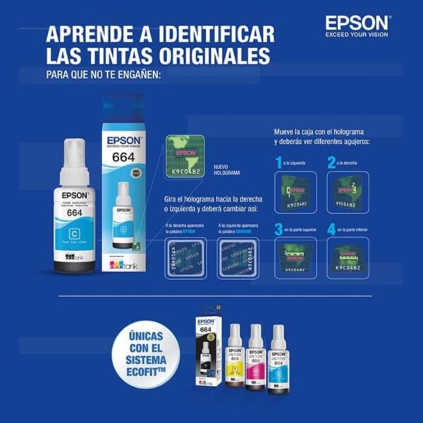 Botella tinta EPSON T664 Cyan - Imagen 5