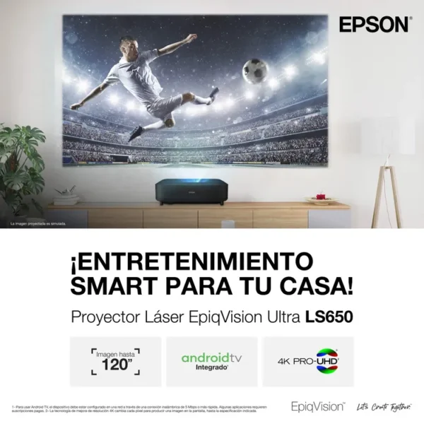 Videoproyector Portátil EPSON EpiqVision LS650 4K PRO UHD con Android TV Negro - Imagen 2