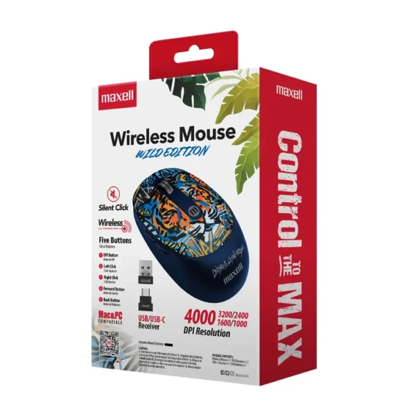 Mouse MAXELL Inalámbrico Óptico 320  Print Azul Tigre - Imagen 5