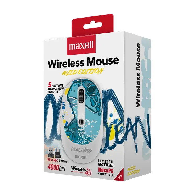 Mouse MAXELL Inalámbrico Óptico 320  Print Blanco Tortuga - Imagen 4