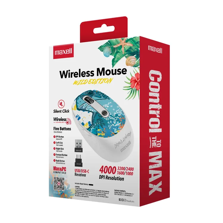 Mouse MAXELL Inalámbrico Óptico 320  Print Blanco Tortuga - Imagen 5