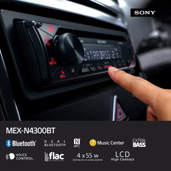 Radio Car Audio SONY 1 Din MEXN4300BT Negro - Imagen 2