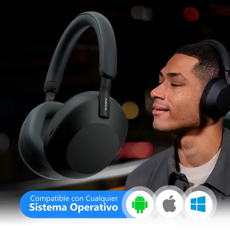 Audífonos de Diadema SONY Inalámbricos Bluetooth Over Ear WH-1000XM5 Cancelación de Ruido Negro - Imagen 5
