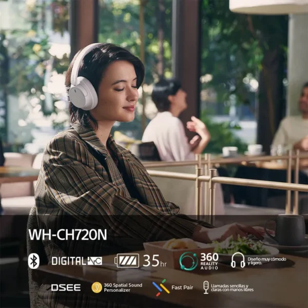 Audífonos de Diadema SONY Inalámbricos Bluetooth Over Ear WH-CH720N Cancelación de Ruido Negro - Imagen 8