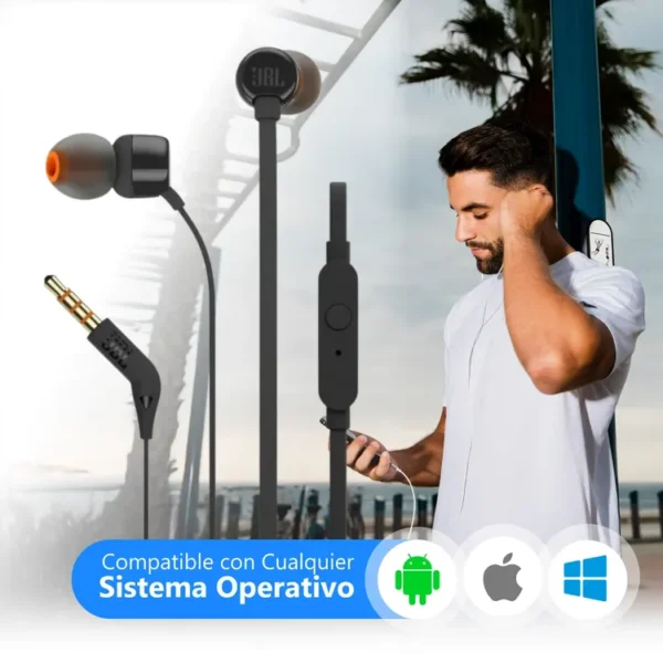 Audífonos JBL Alámbricos In Ear Manos Libres T110 Negro - Imagen 5