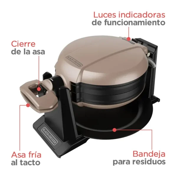 Waflera BLACK+DECKER Giratoria WMD201 Champagne - Imagen 7