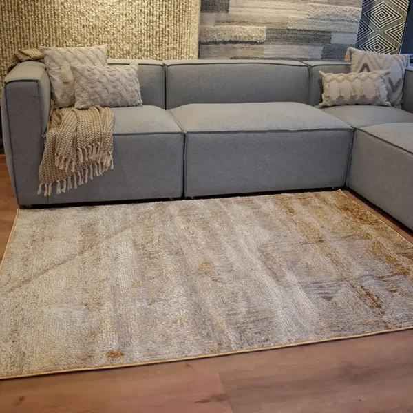 Tapete Emotion UNOXUNO Rombos y Cuadrados Gold 120 x 170 cm - Imagen 5