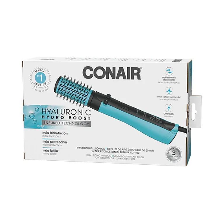 Cepillo de Cabello giratorio bidireccional CONAIR con Infusión Hialurónica Azul Turquesa - Imagen 6