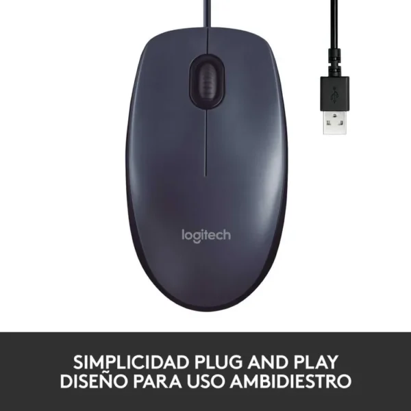 Mouse LOGITECH Alámbrico Óptico M100 Gris - Imagen 3