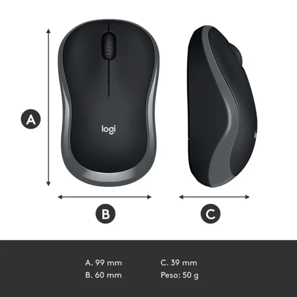 Mouse LOGITECH Inalámbrico Óptico M185 Negro - Imagen 4