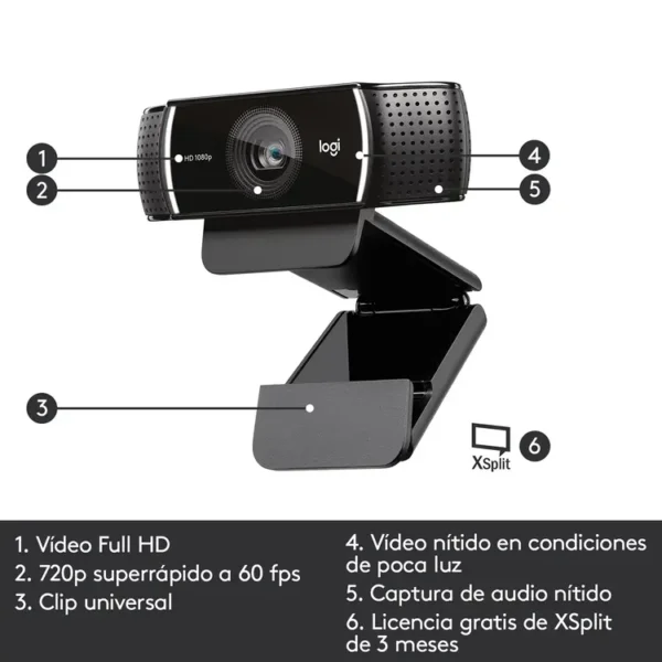 Cámara Web LOGITECH HD Pro Stream C922 - Imagen 6