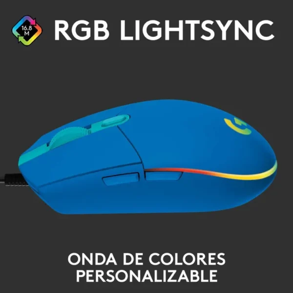 Mouse LOGITECH Alámbrico Gaming G203 Azul - Imagen 2