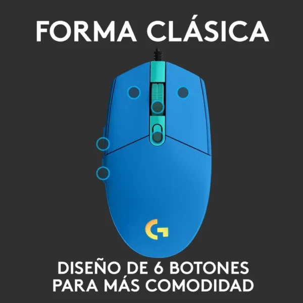 Mouse LOGITECH Alámbrico Gaming G203 Azul - Imagen 4