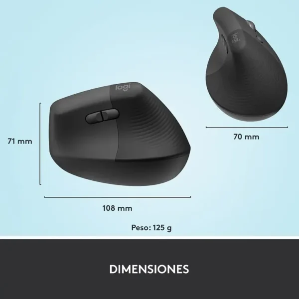 Mouse LOGITECH Inalámbrico USB|Bluetooth Ergonómico Lift Vertical Negro - Imagen 10