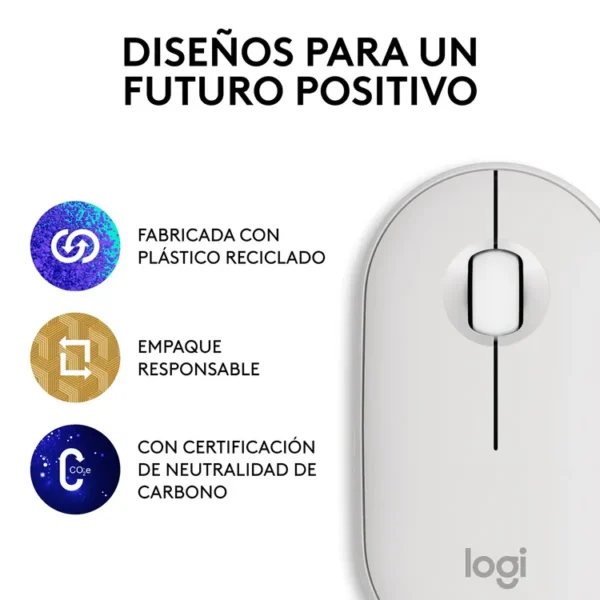 Mouse LOGITECH Óptico Inalámbrico M350S Blanco - Imagen 3
