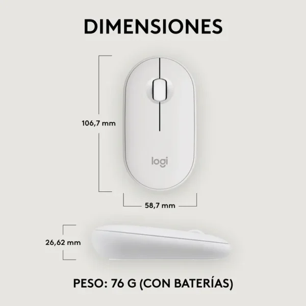 Mouse LOGITECH Óptico Inalámbrico M350S Blanco - Imagen 5