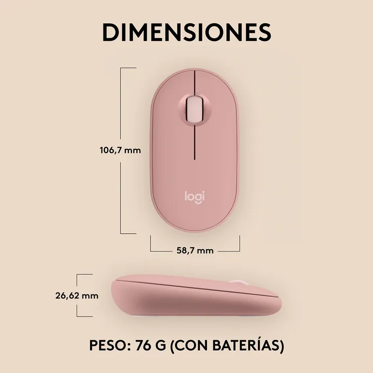 Mouse LOGITECH Óptico Inalámbrico M350S Rosado - Imagen 4