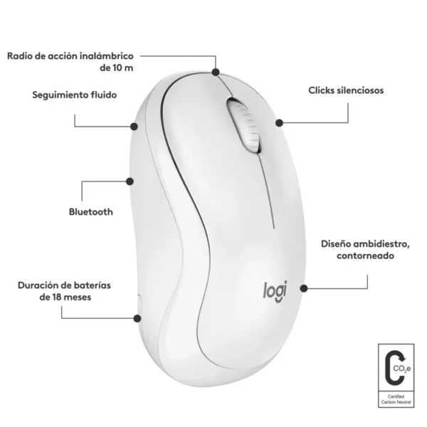 Mouse LOGITECH Inalámbrico Óptico M240 Blanco - Imagen 7