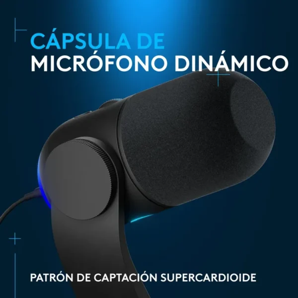Microfono LOGTECH G Alámbrico Yeti GX USB Negro - Imagen 2