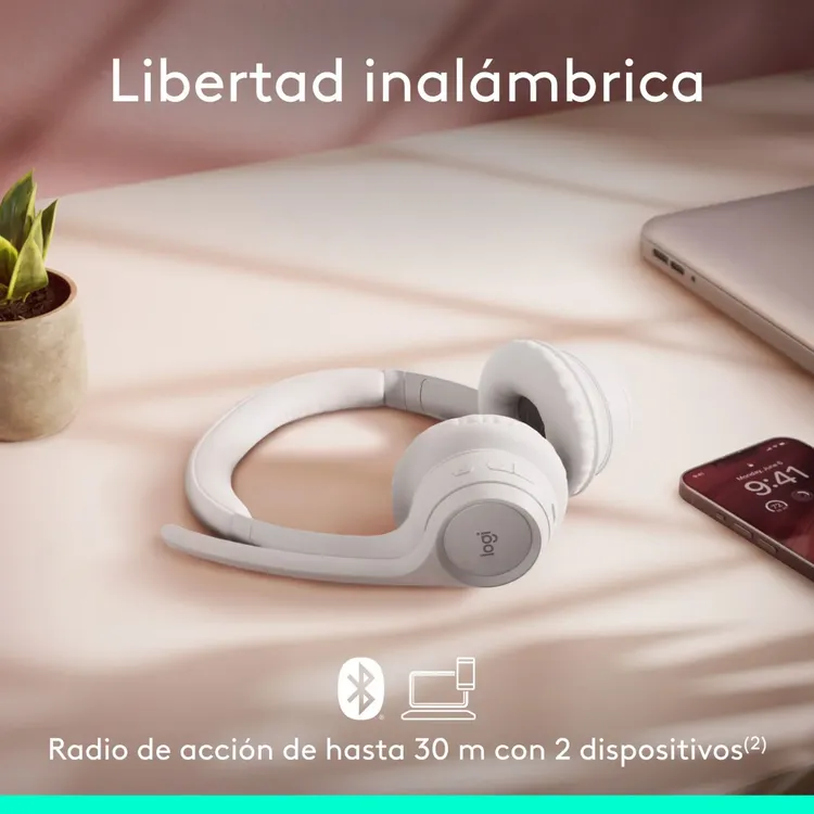 Audifonos de Diadema LOGITECH Inalambrica Bluetooth On Ear Zone 300 Blanco - Imagen 4