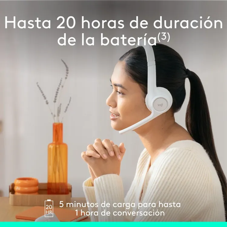 Audifonos de Diadema LOGITECH Inalambrica Bluetooth On Ear Zone 300 Blanco - Imagen 5