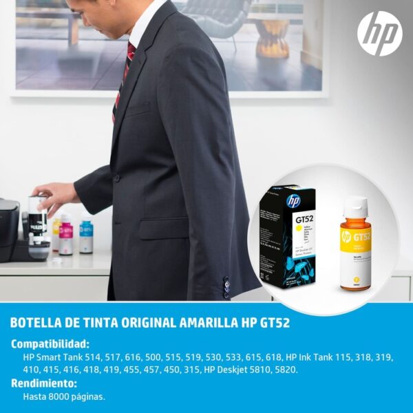 Botella de Tinta HP GT52 Amarillo - Imagen 2