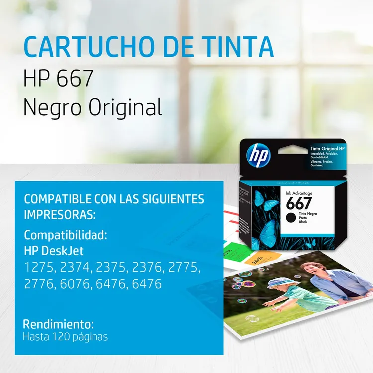 Cartucho de Tinta HP 667 Negra - Imagen 2