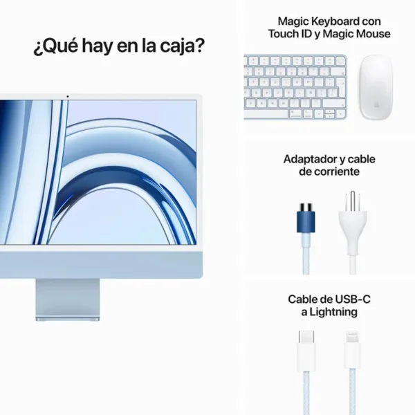 iMac 24" Retina 4,5K Chip M3 Apple CPU 8 núcleos GPU 10 núcleos 512GB Azul - Imagen 9
