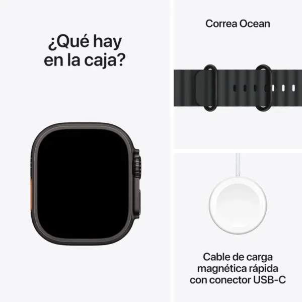 Apple Watch Ultra 2 GPS + Cellular de 49 mm Caja de Titanio Negro, Correa Ocean Negra Talla S|M|L - Imagen 9