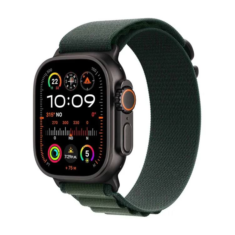 Apple Watch Ultra 2 GPS + Cellular de 49 mm Caja de Titanio Negro, Correa Loop Alpine Verde Oscuro Talla S