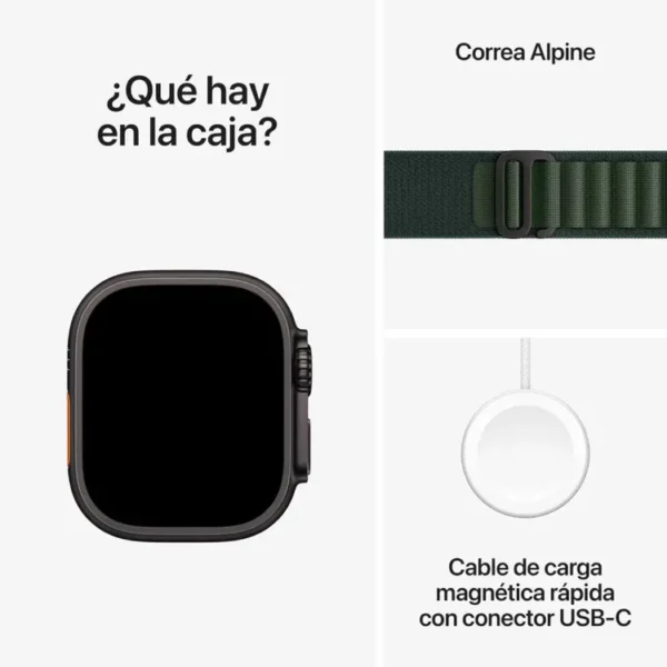 Apple Watch Ultra 2 GPS + Cellular de 49 mm Caja de Titanio Negro, Correa Loop Alpine Verde Oscuro Talla L - Imagen 9