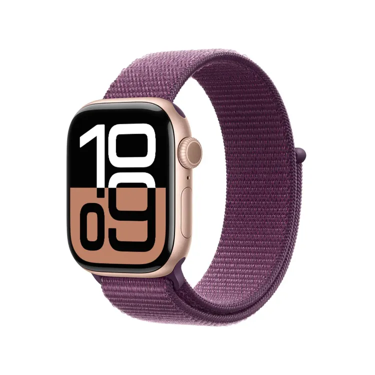 Apple Watch Series 10 GPS de 42 mm Caja de Aluminio en Oro Rosa, Correa Loop Deportiva Ciruela Talla S|M|L