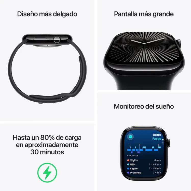 Apple Watch Series 10 GPS de 42 mm Caja de Aluminio en Oro Rosa, Correa Loop Deportiva Ciruela Talla S|M|L - Imagen 3