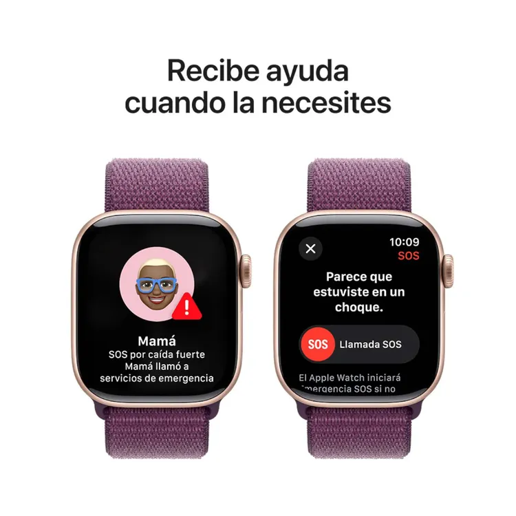 Apple Watch Series 10 GPS de 42 mm Caja de Aluminio en Oro Rosa, Correa Loop Deportiva Ciruela Talla S|M|L - Imagen 6