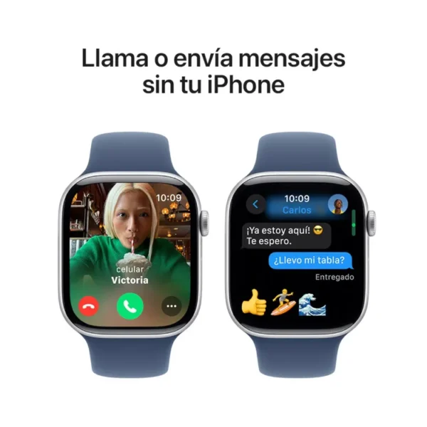 Apple Watch Series 10 GPS de 46 mm Caja de Aluminio en Plata, Correa Deportiva Azul Denim Talla M|L - Imagen 7