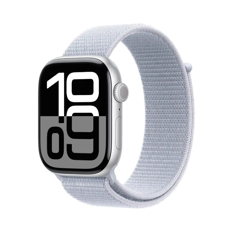 Apple Watch Series 10 GPS de 46 mm Caja de Aluminio en Plata, Correa Loop Deportiva Azul Nube Talla S|M|L