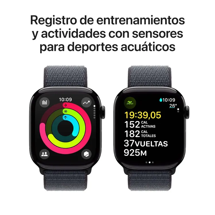 Apple Watch Series 10 GPS de 46 mm Caja de Aluminio en Negro Azabache , Correa Loop Deportiva Tinta Talla S|M|L - Imagen 4