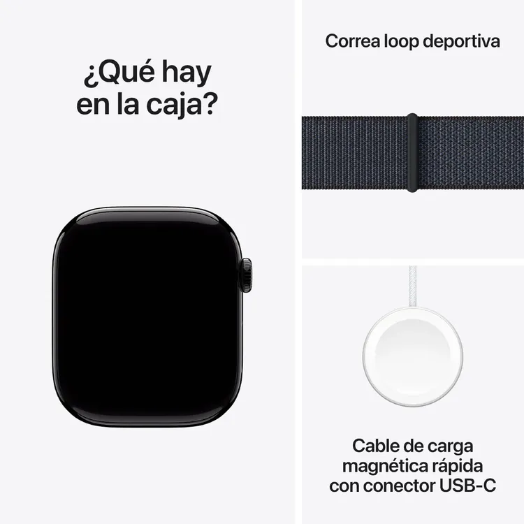 Apple Watch Series 10 GPS de 46 mm Caja de Aluminio en Negro Azabache , Correa Loop Deportiva Tinta Talla S|M|L - Imagen 9