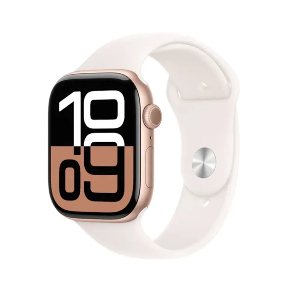Apple Watch Series 10 GPS de 46 mm Caja de Aluminio en Oro Rosa, Correa Deportiva Rosa Rubor Talla S|M
