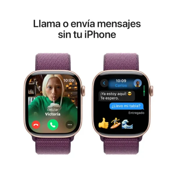 Apple Watch Series 10 GPS de 46 mm Caja de Aluminio en Oro Rosa, Correa Loop Deportiva Ciruela Talla S|M|L - Imagen 7