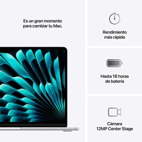 Macbook Air 13" Pulgadas Chip M4 CPU 10 Núcleos GPU 10 Núcleos - RAM 16GB - SSD 512GB - Plateado - Imagen 9