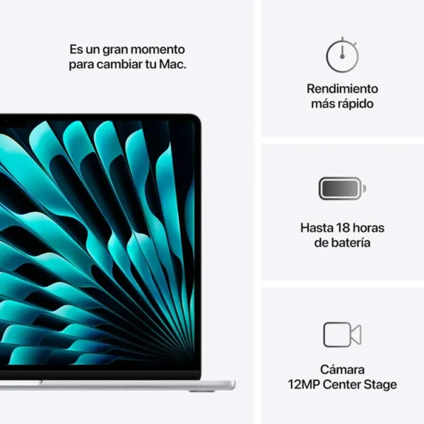 Macbook Air 15" Pulgadas Chip M4 CPU 10 Núcleos GPU 10 Núcleos - RAM 16GB - SSD 512GB - Plateado - Imagen 9