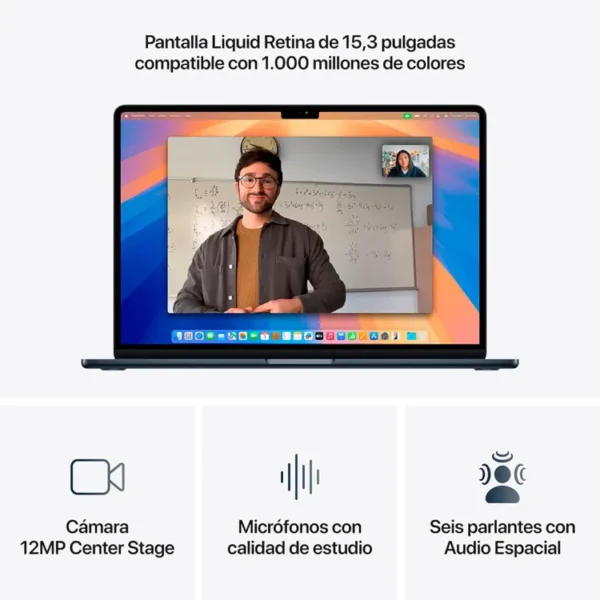 Macbook Air 15" Pulgadas Chip M4 CPU 10 Núcleos GPU 10 Núcleos - RAM 16GB - SSD 256GB - Azul Medianoche - Imagen 5