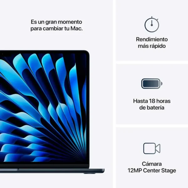Macbook Air 15" Pulgadas Chip M4 CPU 10 Núcleos GPU 10 Núcleos - RAM 16GB - SSD 256GB - Azul Medianoche - Imagen 9