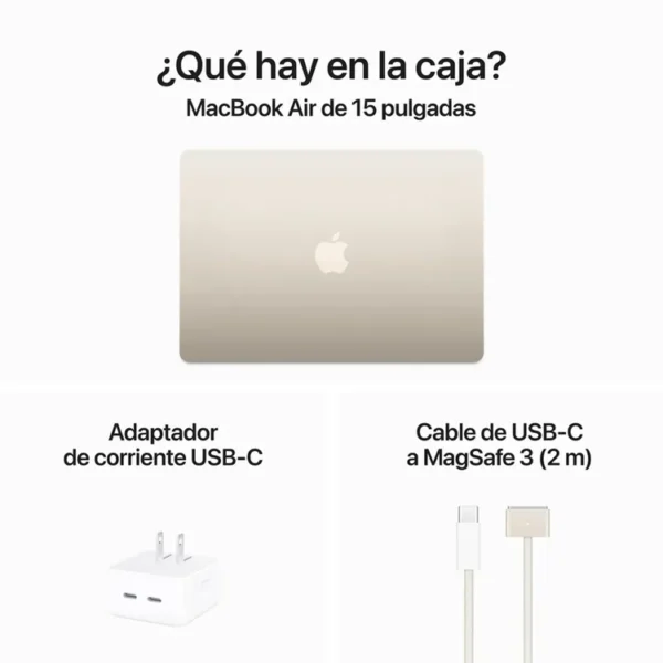 MacBook Air 15" Pulgadas Chip M3 CPU 8 núcleos GPU 10 núcleos - RAM 24GB - SSD 512GB - Blanco Estrella - Imagen 9